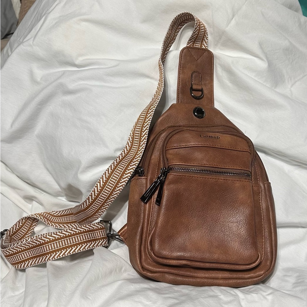Tan Leather Belt Bag with Adjustable Strap